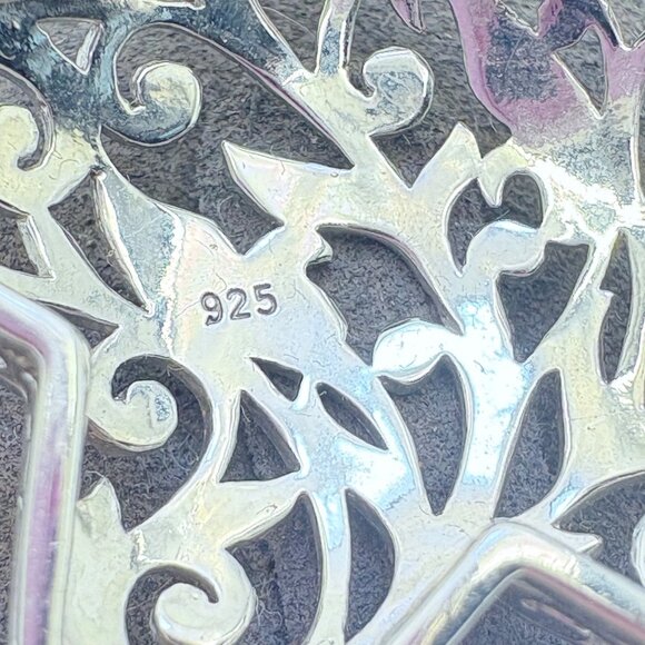 VTG Solid Sterling Silver 925 Scroll Design Star Pendant Size 1.25" Length - Picture 6 of 11